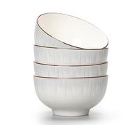 TuYines Cereal Bowls Set of 4,Ceramic Dessert Bowls, Breakfast Bowl,Ceramic White Bowl, 700 ml Serving Bowls Ideal for Ice Cream,Soup,Pasta,Salad,Noodles 15 x 8 cm (A)