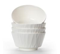 TuYines Cereal Bowls Set of 4,Ceramic Dessert Bowls, Breakfast Bowl,Ceramic White Bowl, 700 ml Serving Bowls Ideal for Ice Cream,Soup,Pasta,Salad,Noodles