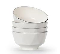 TuYines Cereal Bowls Set of 4,Ceramic Dessert Bowls, Breakfast Bowl,Ceramic White Bowl, 700 ml Serving Bowls Ideal for Ice Cream,Soup,Pasta,Salad,Noodles (C)
