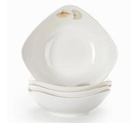 TuYines Salad Bowl Set 4, Porcelain Salad Bowl Set, White, Pasta, Spaghetti Deep Plate, Microwave-Suitable Cereal Bowl, Serving Bowl for Salads, Soups, Appetizers, Fruit (B)