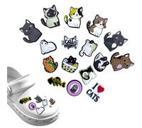 TUYOBG 16 Pcs Shoe Charms for Clogs Shoes for Adults and Kids - Assorted Cat Style Shoe Decoration Charms - Fashion Shoe Pins and Universal Charm Buttons for Clogs, Sandals, and Slip-On Footwear