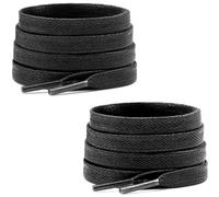 TUYOBG 2 Pairs Flat Black Shoe Laces, Waxed Cotton Boot Laces for Women and Men, Replacements for Sneakers Trainers Dr Martens Work Boot Walking Running Sports Athletic Shoes Casual Shoes