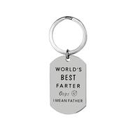 TUYOBG Funny Engraved Keyring for Dad, Stainless Steel Keychain Gifts for Father's Day, Daddy Birthday, Step Dad, Thoughtful Keyring from Daughter or Son - Best Daddy Gifts, Small Keepsake Present