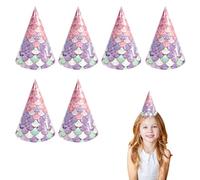 TUYOBG Mermaid Party Hats 6PCS - Birthday Party Hat for Adults, Personalised Party Hat for Mermaid Theme Parties, Paper Cone Party Hats for Birthday Celebrations, Great for All Ages