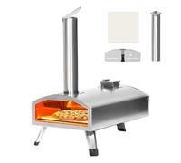 TUYOHW 12-Inch Outdoor Oven, Portable Pellet Stainless Steel Pizza Stove for Charcoal Grill, Backyard BBQ Tools, Camping Barbecue Supplies, Silver