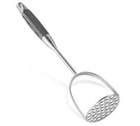 Tuyotue Potato Masher Stainless Steel, Heavy Duty Mashed Potatoe Masher,Professional Integrated Food Masher for Avocado, Potatoes, Beans, Meat, Vegetables (Black wooden handle Masher)