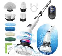 TUYU Electric Spin Scrubber with 7 Replaceable Brush Heads, 2023 New Cordless Cleaning Brush, Adjustable Extension Handle Electric Cleaning Brush for Bathroom, Tub, Tile, Floor Wall