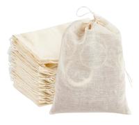 TUZAZO 24 Pcs Muslin Bags with Drawstring 6 x 8 inch, Reusable Spice Bags for Cooking Soup, Natural Cotton Unbleached Cheesecloth Bag for Straining, Bone Broth Brew Herb Sachet Bag Empty