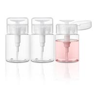 TUZAZO 3 Pack Push Down Pump Bottle Dispenser for Makeup Remover, Facial Toner, Micellar Water, Alcohol, Nail Polish Remover Empty Push Top Bottles Containers 3.4oz/100ML