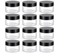 TUZAZO 36 Pack 1 Oz Small Plastic Container Jars with Lids and Labels BPA Free, Empty Round Clear Cosmetic Containers Plastic Slime Jars for Lotion, Cream, Ointments, Samples, Makeup, Travel Storage