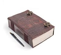 TUZECH 600 Pages Handmade Large Leather Journal Diary Embossed Tree of Life Book Of Shadows Notebook Writing Seven Chakra Grimoire Sketchbook 7 x 10 Leather Bound (Brown)