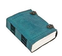 TUZECH 600 Pages Handmade Large Leather Journal Diary Embossed Tree of Life Book Of Shadows Notebook Writing Seven Chakra Grimoire Sketchbook 7 x 10 Leather Bound (Ocean Blue)