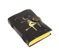 TUZECH Book of Spells Leather Bound Journal Celestial Sun & moon Deckle Edge Paper Grimoire Moon Phase Totem Talisman Printed Diary Spiral Gothic Notebook Antique Vintage Book for Men and Women (Sun