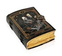 TUZECH Book of Spells Leather Bound Journal Deckle Edge Paper Grimoire Printed Diary Spiral Gothic Notebook Antique Vintage Book for Men and Women (The Lovers)