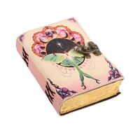 TUZECH Book of Spells Leather Bound Journal Deckle Edge Paper Grimoire Printed Diary Third Eye witchcraft supply and Witch Spell Notebook Antique Vintage Book for Men and Women (Pink Luna Moth)