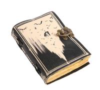 TUZECH Book of Spells Leather Bound Journal Deckle Edge Paper Grimoire Printed Diary Third Eye witchcraft supply and Witch Spell Notebook Antique Vintage Book for Men and Women (The Necromancy)