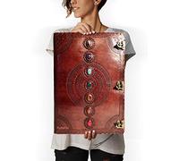 TUZECH Chakra Journal Handmade Huge Leather Bound Journal for Women and Men Book of Shadows Diary College Book Poetry Sketch Spell Book - 1.8 FEET - Giant Leather Diary (22 Inches) 240 Pages