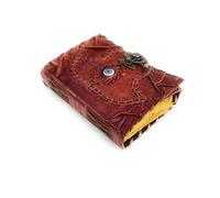 TUZECH Cutomizable Hocus Pocus Book of Spells Leather Journal Third Eye Deckle Edge Paper Grimoire Journal Vintage Book of Shadows Seven Chakra Antique Spell Book Lock Clasp Notebook Witch (5 x 7