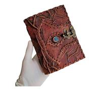 TUZECH Cutomizable Hocus Pocus Book of Spells Leather Journal Third Eye Deckle Edge Paper Grimoire Journal Vintage Book of Shadows Seven Chakra Antique Spell Book Lock Clasp Notebook Witch (5 x 7