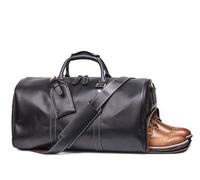 Tuzech Large Duffel Luggage leather Travel Bag Duffel bag Gym Bag Airplane cabin Approved Carry On Overnight Leather Weekender Mens Duffle Bag For Men and Women 22 Inch (Black)