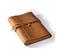TUZECH Vintage Leather Journal with Wrap Closure - Handmade Rustic Diary Notebook, Genuine Leather Travel Journal, Unlined Handmade Paper, Writing Sketchbook Gift for Men & Women (Tan Brown)