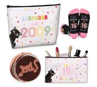 TUZELIYA 2025 Original 16 Years Girl Gift, Pack of 3 Including Cosmetic Bag, Socks and Pocket Mirror, Birthday Gift for Women, Funny Gifts for 2009 Girls Daughter Girlfriend, 16