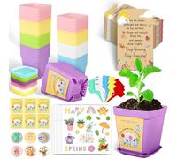 TUZELIYA 36 Pack Gifts for Students from Teachers - Year 6 School Leavers Gifts End of Year Gifts - Flower Pot Gift Set with Pots Trays Stickers Envelopes - DIY Planting Kits (Seeds Not Included)