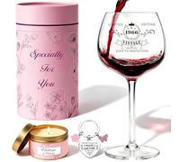 TUZELIYA 60th Birthday Gifts for Women - Vintage 1966 Engraved Wine Glass Set with Scented Candle Keychain - 60th Birthday Decorations Gift Idea for Her Wife Best Friends Mum Sister Family Colleague