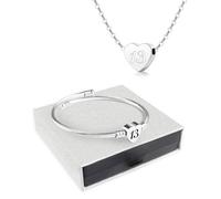 TUZELIYA Birthday Gift for Women Girls - Silver Heart Pendant Necklaces Lucky Number Bracelets Lady Birthday Graduation Mother's Day Valentine's Day Christmas Jewellery Gifts for Her Age 13