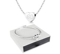 TUZELIYA Birthday Gift for Women Girls - Silver Heart Pendant Necklaces Lucky Number Bracelets Lady Birthday Graduation Mother's Day Valentine's Day Christmas Jewellery Gifts for Her Age 60