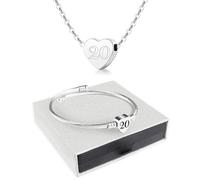TUZELIYA Birthday Gift for Women Girls - Silver Heart Pendant Necklaces Lucky Number Bracelets Lady Birthday Graduation Mother's Day Valentine's Day Christmas Jewellery Gifts for Her Age 20