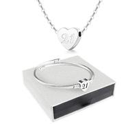 TUZELIYA Birthday Gift for Women Girls - Silver Heart Pendant Necklaces Lucky Number Bracelets Lady Birthday Graduation Mother's Day Valentine's Day Christmas Jewellery Gifts for Her Age 21