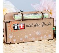 TUZELIYA Du bist der Beste - Duplo Chocolate Bar Gift Box Decoration - Wish Filler Money Gift for Men, Dad, Husband - Money Gift Birthday Wood - Without Duplo