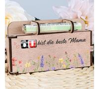 TUZELIYA Mama Gift - Du bist die Beste Mama - Gift for Mum - Wooden Gift Box for Chocolate Duplo - Birthday Gift for Mum - Does Not Include Duplo