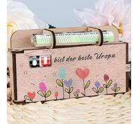 TUZELIYA Uropa Gift - Du bist der Beste Uropa - Gifts for Uropa - Wooden Gift Box for Chocolate Duplo - Gifts for Uropa for Birthday - Does not contain Duplo