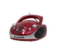 tuzhi CD Players Portable CD Player Boombox with AM/FM Radio, Remote Control, 3.5mm AUX Input, Stereo Headphone Jack, LCD Display (Color : Red)