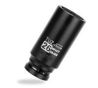 TUZkozs 1/2 Inch Drive 26mm Deep Metric Impact Socket,CR-MO,6 Point Radius Corner Design,Square Chamfered Opening,Axle Nut Impact Grade Socket for Easy Removal