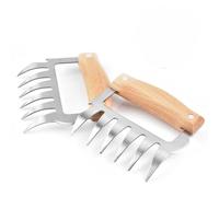 Tuzsocr 2 Pack BBQ Meat Shredder Claws,Bear Claw Meat Divider with Wooden Handle,Stainless Pork Shredder Claw,Meat Handling Tools,Chicken Shredder Claws for BBQ, Barbecue, Smokers and Grill (Style 1)