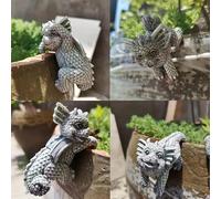 Tuzsocr 4 piece Courtyard Dinosaur Plant Pot Hanger,Outdoor Dinosaur Hanging Cup Model,Lovely Resin Dragon Statue,Hanging Garden Ornament,for plant pots, planters, vases. Ideal for indoor and outdoor