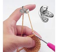 Tuzsocr Adjustable Knitting Crochet Loop Ring with Animal Shape Open Finger Ring, Braided Knitting Ring Yarn Guide Finger Holder, Finger Holder Knitting Thimble Ring,for Crochet Knitting Crafts