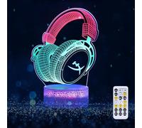 Tuzsocr Gamepad Night Light,Headset Creative 3D Illusion Lamp,Hologram Illusion Controller Night Light for Kid,with Remote Control,Gift for Gamers, Teens, Men,Boy - Cool Game Room Decoration (Style 2)
