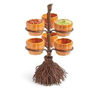 Tuzsocr Halloween Pumpkin Snack Bowl Stand,Resin Pumpkin Bowls on Witch’s Broom,Halloween Candy Bowl,Halloween Creative Tiered Tray,Dessert Fruit Stands for Halloween Xmas Party Decorations (Style 3)