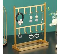 Tuzsocr Jewellery Stand Holder,Black Metal Jewelry Stand Holder,Metal Key Rack,Necklace Hanging Rack With 10 Hooks,Display Stand Holder,for Jewelry, Necklace, Ear Stud, Ring and Watch,Key (Gold)