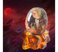 Tuzsocr Lava Dragon Egg with Luminous Base,Resin Dragon Egg Ornaments,Transparent Dragon Eggs Red Dragon Egg with Lighting,Crystal Dragon Statue for Desktop Room Decor Exquisite Unique Gift (Yellow)