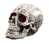 Tuzsocr LED Skull Light, Light Skull Ornament, Halloween Skull Ornament, Resin Skull Head model, with LED Light Up Eyes, for Home Bar Party Decorations Gothic Halloween Sculpture Gifts (Style 3)