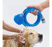 Tuzsocr Pet Grooming Shower Sprayer,2 in 1 Portable Dog Shower Sprayer, Multi-Functional Handheld Shower Sprayer with Massager Grooming Scrubber Brush for Pet Washing Cleaner (2.5 m, Blue)