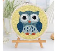 Tuzsocr Punch Needle Embroidery Starter Kits,Embroidery Kit,Comes with Adjustable Embroidery Pen,Yarns,Paper Instructions and 6'' No Slip Plastic Hoop,Cute Animal Pattern,Suitable for Beginners (Owl)