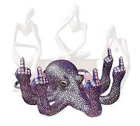 Tuzsocr Resin Middle Finger Octopus Ornaments,Humorous Funny Octopus Figurine,Anger Octopus Sculpture,Luminous Gesture Octopus Decoration,with Mother of Pearl,for Garden Home Office Desktop (Pink)