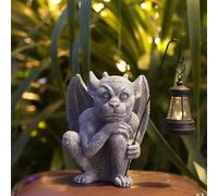 Tuzsocr Solar Gargoyle Garden Figure with LED Lantern, 21 cm, Grey