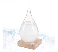 Tuzsocr Storm Glass,Storm Glass Weather Stations,Drop-Shaped Storm Glass,Weather Glass Barometer With Wooden Base,Weather Predictor,Weather Forecaster,Creative Forecast Nordic Style Decorative (L)